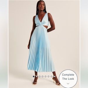 Abercrombie & Fitch blue satin cutout midi/maxi dress